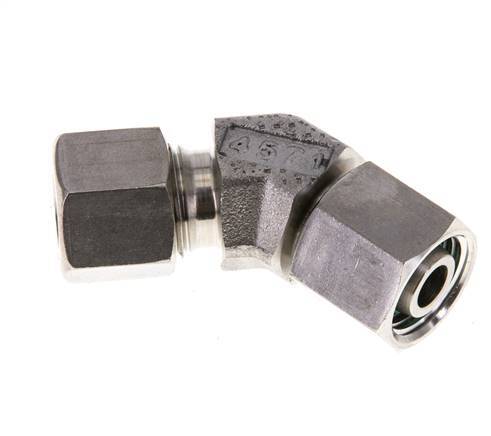 10L RVS 45gr L-stuk Snijringkoppeling Draaidoorvoer 315bar FKM O-ring en Afdichtconus Verstelbaar ISO 8434-1