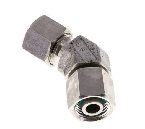 10L RVS 45gr L-stuk Snijringkoppeling Draaidoorvoer 315bar FKM O-ring en Afdichtconus Verstelbaar ISO 8434-1