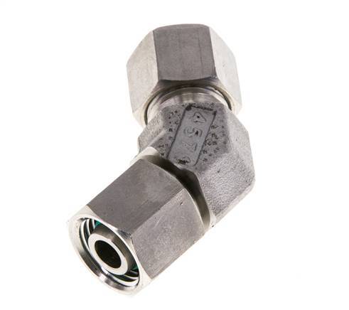 10L RVS 45gr L-stuk Snijringkoppeling Draaidoorvoer 315bar FKM O-ring en Afdichtconus Verstelbaar ISO 8434-1