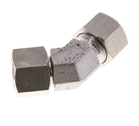 12L RVS 45gr L-stuk Snijringkoppeling Draaidoorvoer 315bar FKM O-ring en Afdichtconus Verstelbaar ISO 8434-1