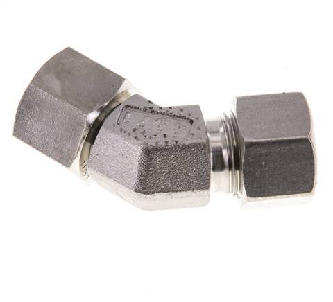 12L RVS 45gr L-stuk Snijringkoppeling Draaidoorvoer 315bar FKM O-ring en Afdichtconus Verstelbaar ISO 8434-1