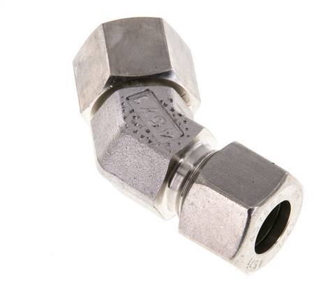 12L RVS 45gr L-stuk Snijringkoppeling Draaidoorvoer 315bar FKM O-ring en Afdichtconus Verstelbaar ISO 8434-1