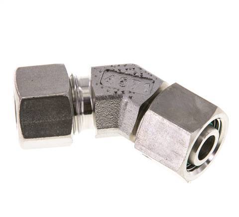 12L RVS 45gr L-stuk Snijringkoppeling Draaidoorvoer 315bar FKM O-ring en Afdichtconus Verstelbaar ISO 8434-1