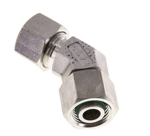 12L RVS 45gr L-stuk Snijringkoppeling Draaidoorvoer 315bar FKM O-ring en Afdichtconus Verstelbaar ISO 8434-1