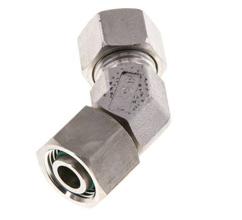 12L RVS 45gr L-stuk Snijringkoppeling Draaidoorvoer 315bar FKM O-ring en Afdichtconus Verstelbaar ISO 8434-1