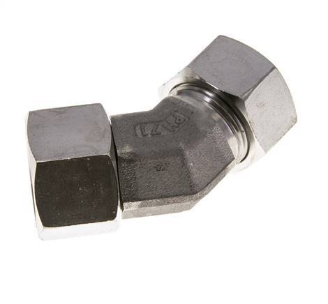 22L RVS 45gr L-stuk Snijringkoppeling Draaidoorvoer 160bar FKM O-ring en Afdichtconus Verstelbaar ISO 8434-1