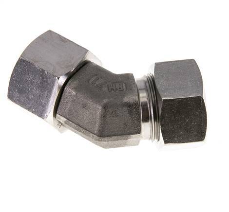 22L RVS 45gr L-stuk Snijringkoppeling Draaidoorvoer 160bar FKM O-ring en Afdichtconus Verstelbaar ISO 8434-1