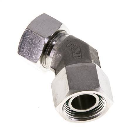 22L RVS 45gr L-stuk Snijringkoppeling Draaidoorvoer 160bar FKM O-ring en Afdichtconus Verstelbaar ISO 8434-1