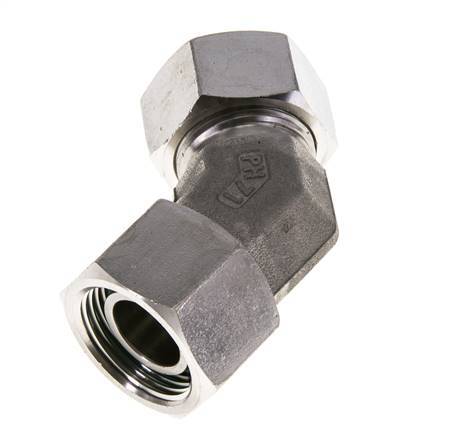 22L RVS 45gr L-stuk Snijringkoppeling Draaidoorvoer 160bar FKM O-ring en Afdichtconus Verstelbaar ISO 8434-1