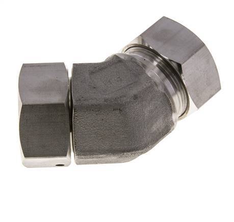 35L RVS 45gr L-stuk Snijringkoppeling Draaidoorvoer 160bar FKM O-ring en Afdichtconus Verstelbaar ISO 8434-1