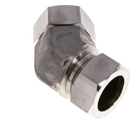 35L RVS 45gr L-stuk Snijringkoppeling Draaidoorvoer 160bar FKM O-ring en Afdichtconus Verstelbaar ISO 8434-1