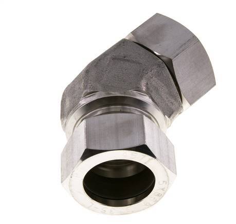 35L RVS 45gr L-stuk Snijringkoppeling Draaidoorvoer 160bar FKM O-ring en Afdichtconus Verstelbaar ISO 8434-1