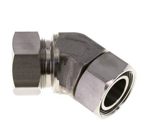 35L RVS 45gr L-stuk Snijringkoppeling Draaidoorvoer 160bar FKM O-ring en Afdichtconus Verstelbaar ISO 8434-1