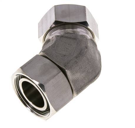 35L RVS 45gr L-stuk Snijringkoppeling Draaidoorvoer 160bar FKM O-ring en Afdichtconus Verstelbaar ISO 8434-1