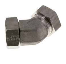 42L RVS 45gr L-stuk Snijringkoppeling Draaidoorvoer 160bar FKM O-ring en Afdichtconus Verstelbaar ISO 8434-1