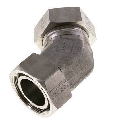 42L RVS 45gr L-stuk Snijringkoppeling Draaidoorvoer 160bar FKM O-ring en Afdichtconus Verstelbaar ISO 8434-1