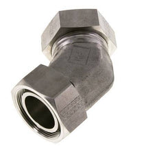 42L RVS 45gr L-stuk Snijringkoppeling Draaidoorvoer 160bar FKM O-ring en Afdichtconus Verstelbaar ISO 8434-1