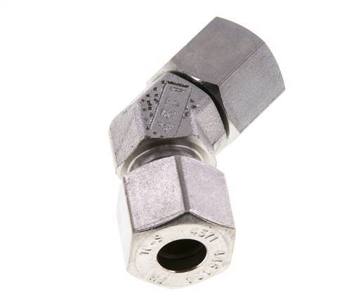 10S RVS 45gr L-stuk Snijringkoppeling Draaidoorvoer 630bar FKM O-ring en Afdichtconus Verstelbaar ISO 8434-1