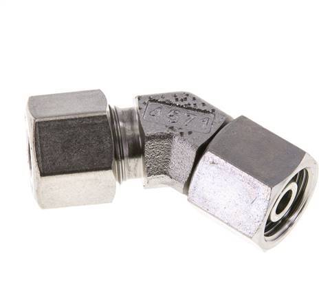 10S RVS 45gr L-stuk Snijringkoppeling Draaidoorvoer 630bar FKM O-ring en Afdichtconus Verstelbaar ISO 8434-1