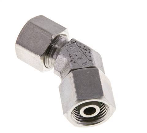 10S RVS 45gr L-stuk Snijringkoppeling Draaidoorvoer 630bar FKM O-ring en Afdichtconus Verstelbaar ISO 8434-1