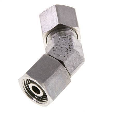 10S RVS 45gr L-stuk Snijringkoppeling Draaidoorvoer 630bar FKM O-ring en Afdichtconus Verstelbaar ISO 8434-1
