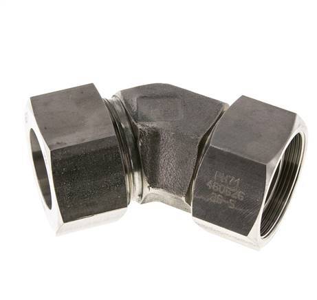 38S RVS 45gr L-stuk Snijringkoppeling Draaidoorvoer 315bar FKM O-ring en Afdichtconus Verstelbaar ISO 8434-1
