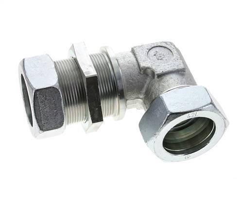 42L Zink plated Steel Elbow Cutting Fitting Bulkhead 160 bar ISO 8434-1