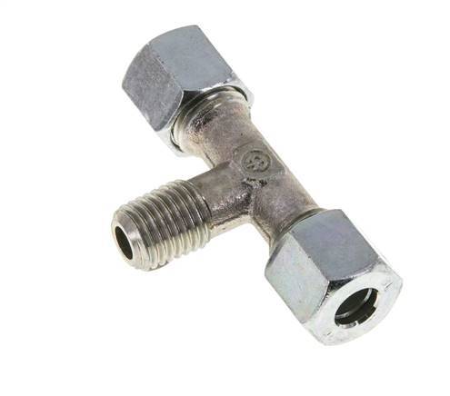 8L & M12x1.5 (con) Verzinkt Stalen T-stuk Snijringkoppeling Buitendraad 315bar ISO 8434-1