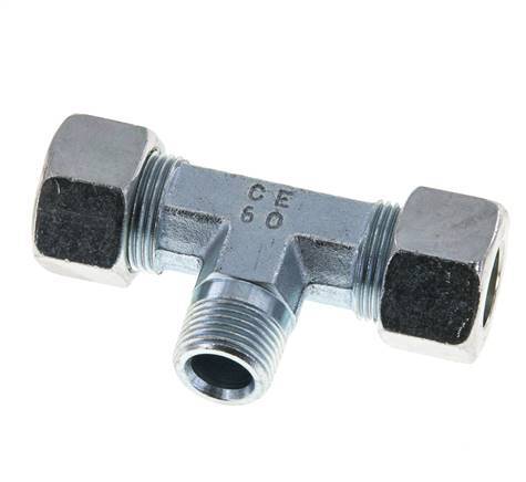 15L & M18x1.5 (con) Verzinkt Stalen T-stuk Snijringkoppeling Buitendraad 315bar ISO 8434-1