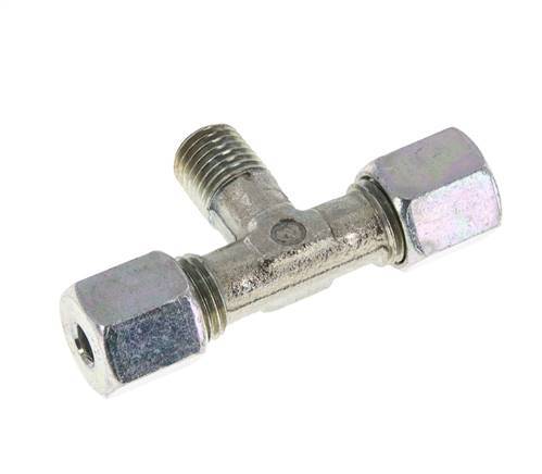 6S & M12x1.5 (con) Verzinkt Stalen T-stuk Snijringkoppeling Buitendraad 640bar ISO 8434-1