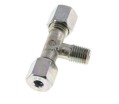 6S & M12x1.5 (con) Verzinkt Stalen T-stuk Snijringkoppeling Buitendraad 640bar ISO 8434-1