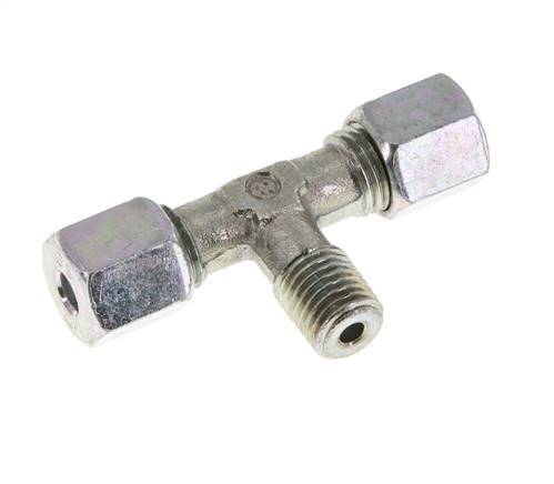 6S & M12x1.5 (con) Verzinkt Stalen T-stuk Snijringkoppeling Buitendraad 640bar ISO 8434-1