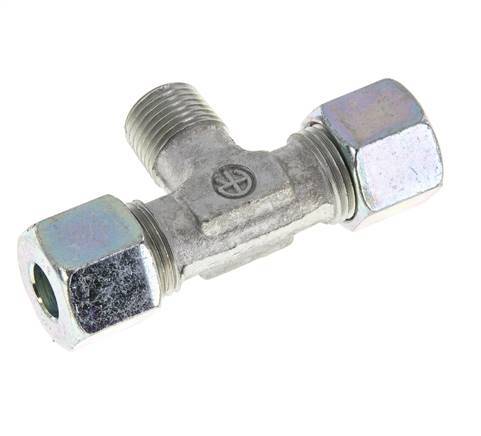 10S & M16x1.5 (con) Verzinkt Stalen T-stuk Snijringkoppeling Buitendraad 640bar ISO 8434-1