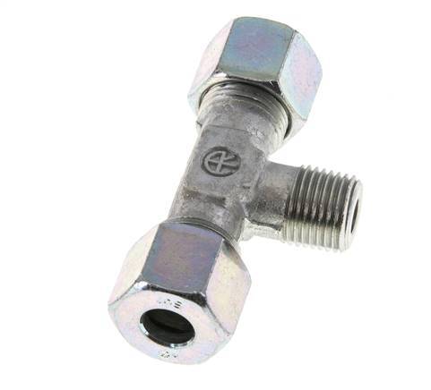 10S & M16x1.5 (con) Verzinkt Stalen T-stuk Snijringkoppeling Buitendraad 640bar ISO 8434-1