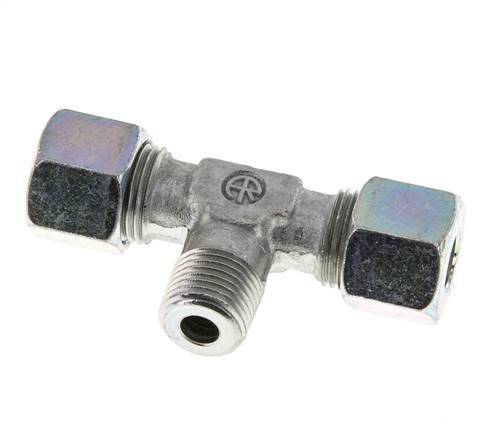 10S & M16x1.5 (con) Verzinkt Stalen T-stuk Snijringkoppeling Buitendraad 640bar ISO 8434-1