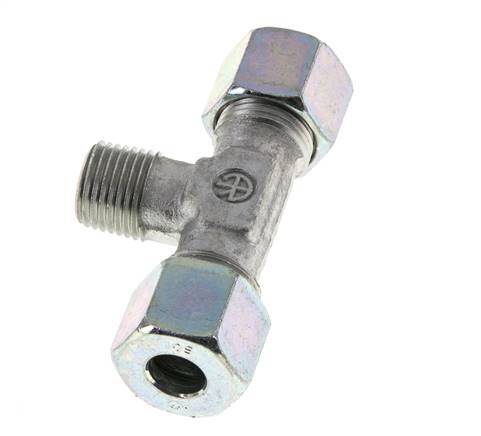 10S & M16x1.5 (con) Verzinkt Stalen T-stuk Snijringkoppeling Buitendraad 640bar ISO 8434-1