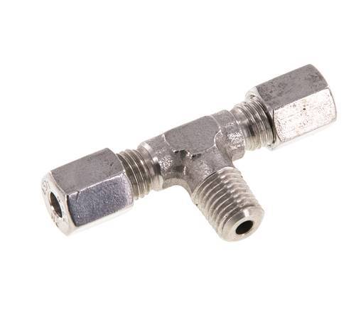 4LL & M8x1 (con) RVS T-stuk Snijringkoppeling Buitendraad 100bar ISO 8434-1