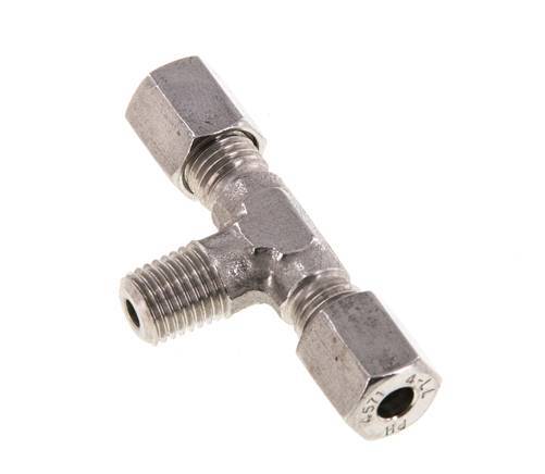 4LL & M8x1 (con) RVS T-stuk Snijringkoppeling Buitendraad 100bar ISO 8434-1