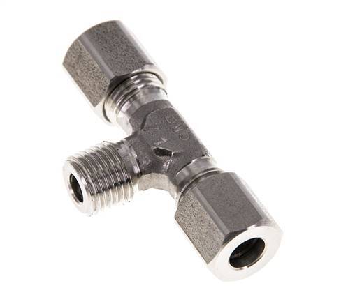 6LL & M10x1 (con) RVS T-stuk Snijringkoppeling Buitendraad 100bar ISO 8434-1