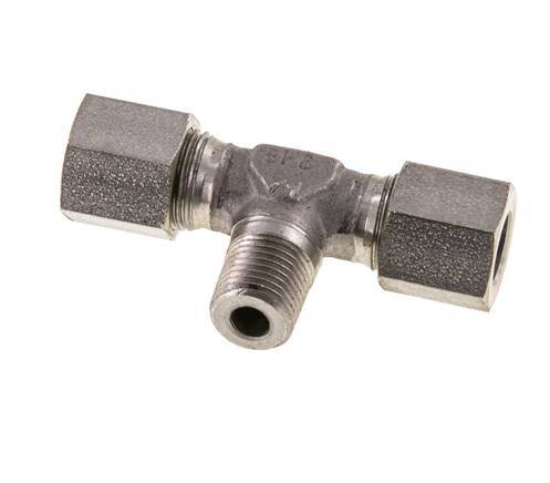 8LL & M10x1 (con) RVS T-stuk Snijringkoppeling Buitendraad 100bar ISO 8434-1