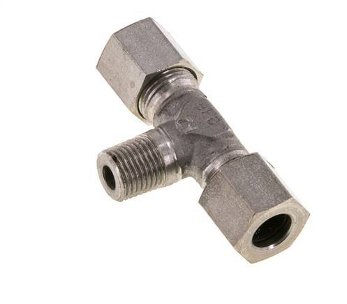 8LL & M10x1 (con) RVS T-stuk Snijringkoppeling Buitendraad 100bar ISO 8434-1
