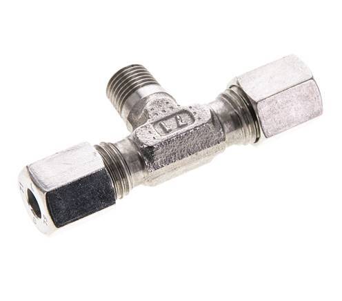 6L & M10x1 (con) RVS T-stuk Snijringkoppeling Buitendraad 315bar ISO 8434-1