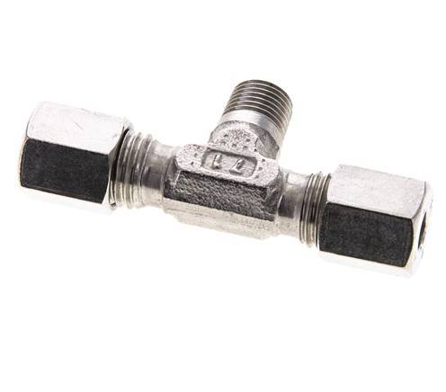6L & M10x1 (con) RVS T-stuk Snijringkoppeling Buitendraad 315bar ISO 8434-1