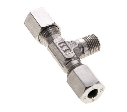 6L & M10x1 (con) RVS T-stuk Snijringkoppeling Buitendraad 315bar ISO 8434-1