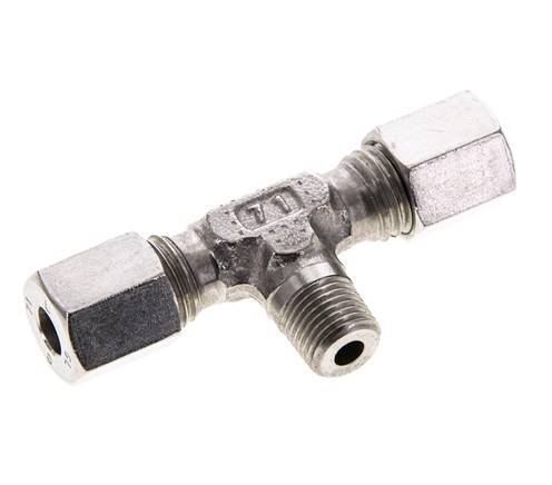 6L & M10x1 (con) RVS T-stuk Snijringkoppeling Buitendraad 315bar ISO 8434-1