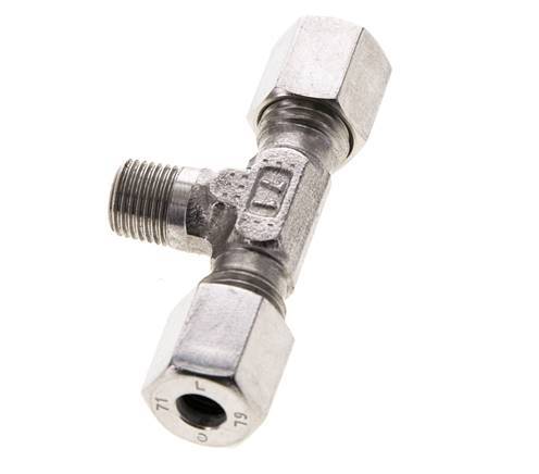 6L & M10x1 (con) RVS T-stuk Snijringkoppeling Buitendraad 315bar ISO 8434-1