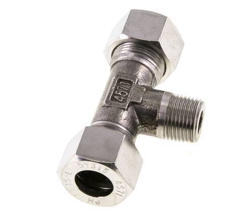 15L & M18x1.5 (con) RVS T-stuk Snijringkoppeling Buitendraad 315bar ISO 8434-1