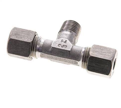 8S & M14x1.5 (con) RVS T-stuk Snijringkoppeling Buitendraad 630bar ISO 8434-1