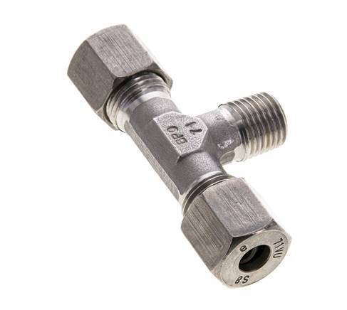 8S & M14x1.5 (con) RVS T-stuk Snijringkoppeling Buitendraad 630bar ISO 8434-1