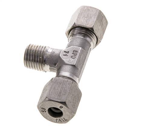 8S & M14x1.5 (con) RVS T-stuk Snijringkoppeling Buitendraad 630bar ISO 8434-1